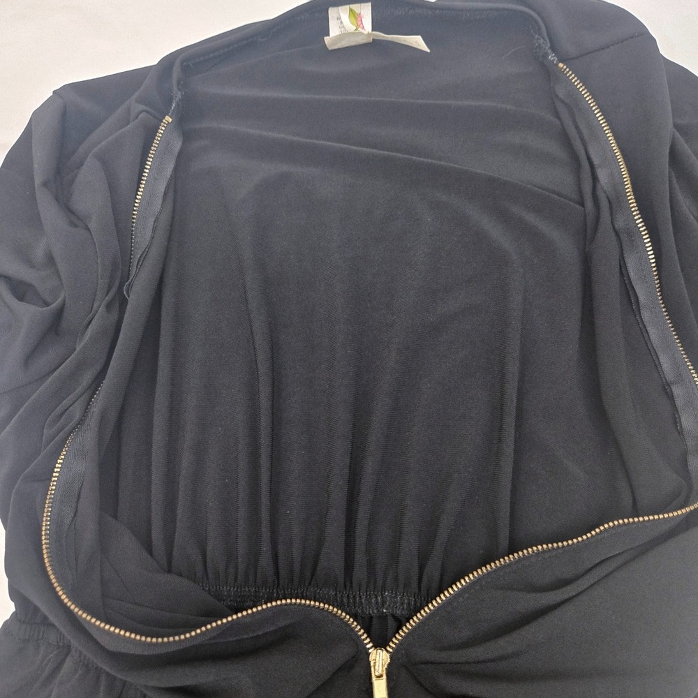 Espresso Romper Women M Black Long Sleeve Gold Zip Front Y2K Skort Stretch - Picture 8 of 9